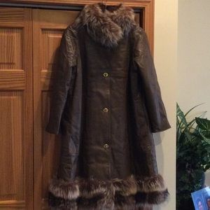 Vintage Deadstock NWT 1960’s Sills Bonnie Cashin Leather Coat with raccoon fur